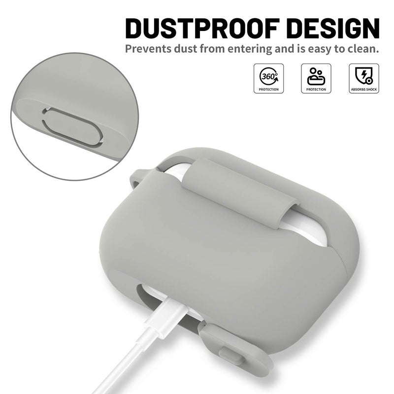 ATUAT for AirPods Pro 1st/2nd Generation Case Cover, Protective Silicone Skin Accessories with Keychain for Women Men for Apple AirPods Pro 2019/2022 Charging Case,Front LED Visible-Grey - Image 4
